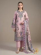 Ada - Blush Pink Grey 3 Piece Printed Suit