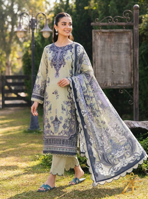 Barkha - Sage Charcoal 3 Piece Printed Suit