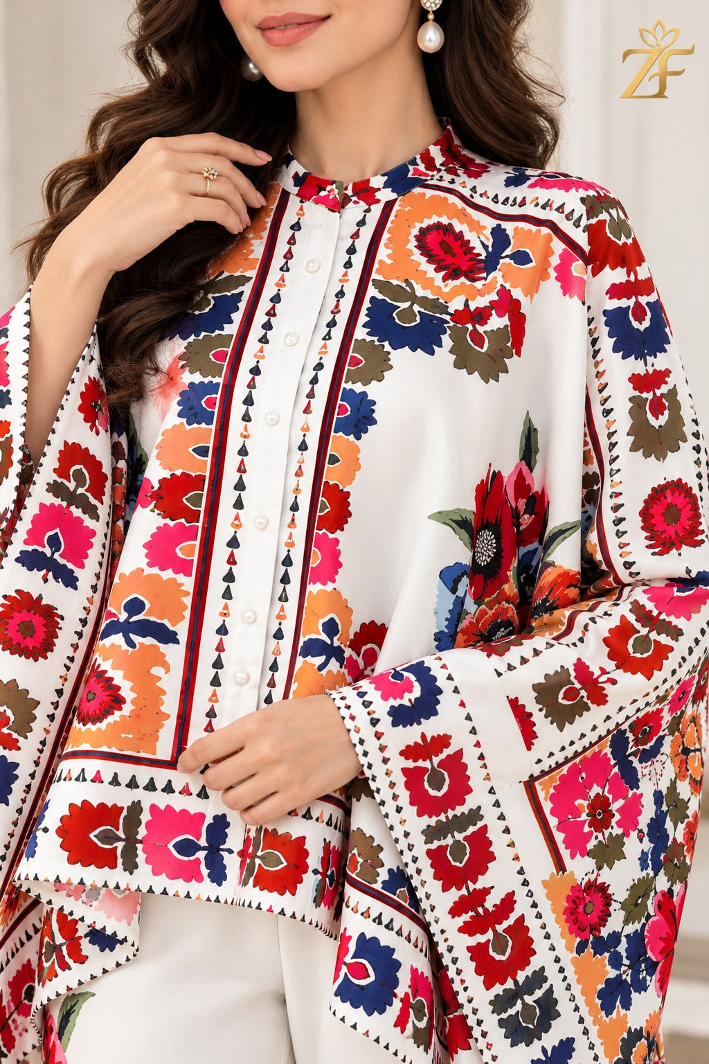 Suzani - Ivory Multicolour 2 Piece Printed Suit