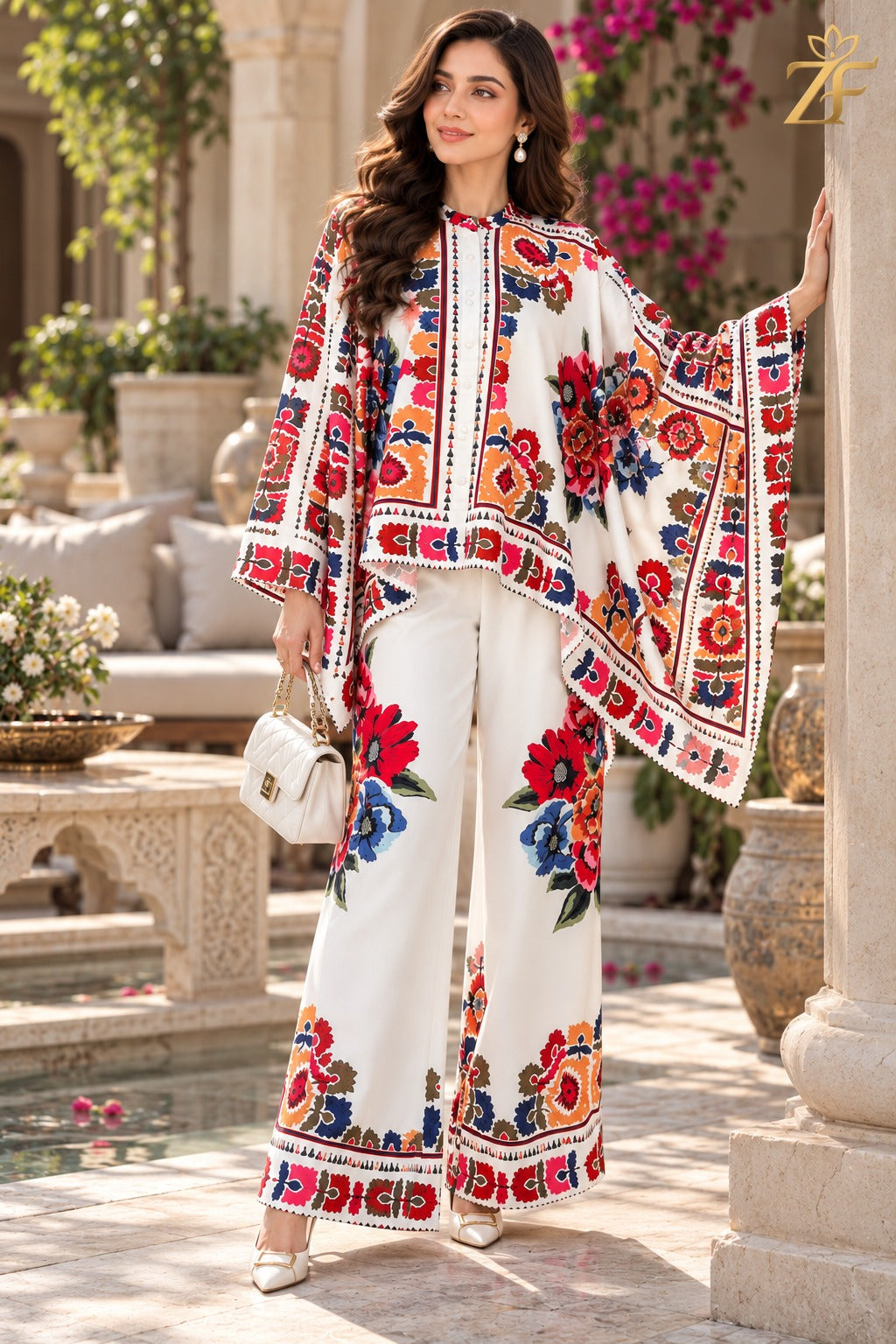 Suzani - Ivory Multicolour 2 Piece Printed Suit